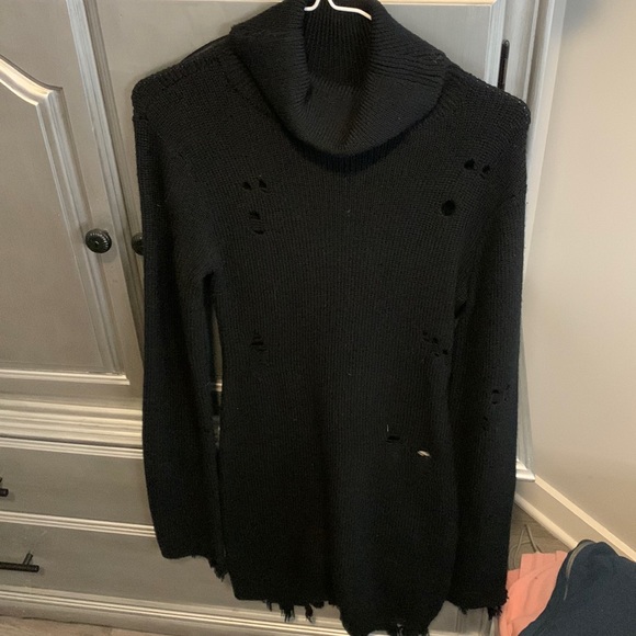 Lovers and Friends Black Keeney sweater dress distressed small - Picture 2 of 6